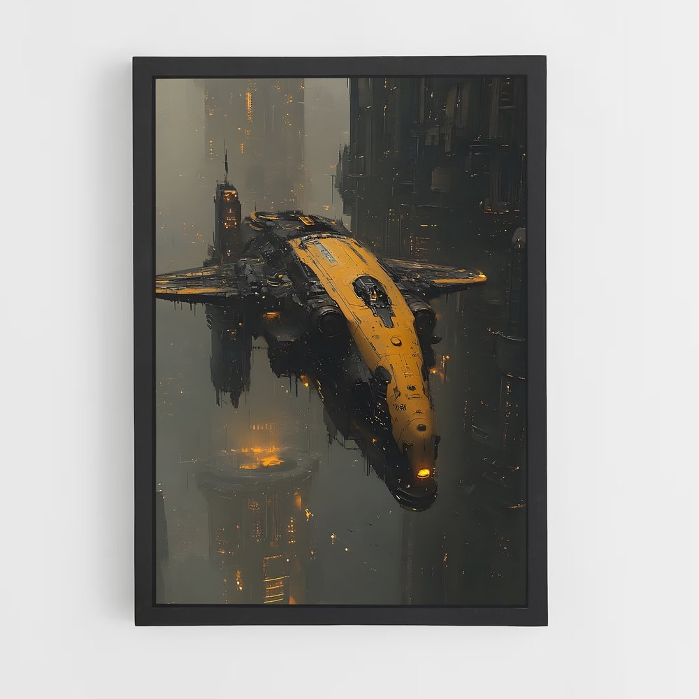 Poster Voyage Jaune – affiche Art spatial (vue 2)